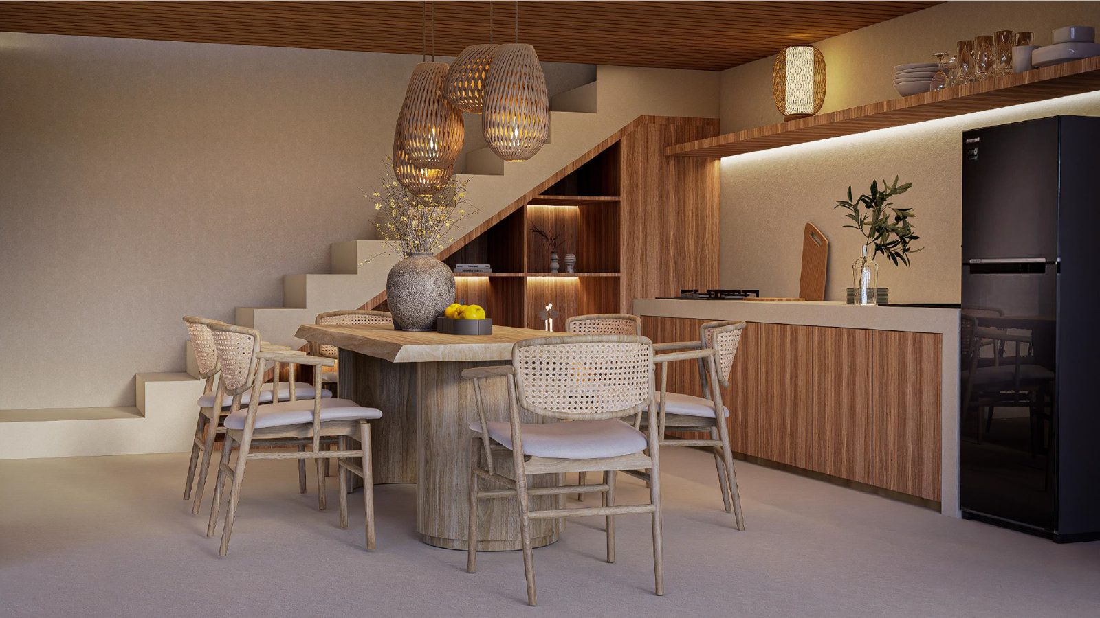Kitchen and dining area of a Zula villa